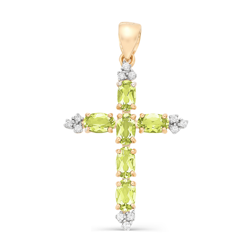 Крест, золото, хризолит, 04-1-001-0801-011
